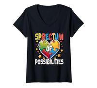 Femme Autiste Autisme Spectrum of Possibilities T-Shirt avec Col en V