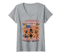 Femme Autistic Gay Bodybuilder Pride USA Bootleg Haltérophilie T-Shirt avec Col en V