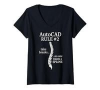 Femme AutoCAD Règle #2 Prenez des pauses Personne ne veut une Spline T-Shirt avec Col en V