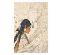 Femme autochtone avec Oiseau Blanc Puzzle 1000 Pièces en Bois