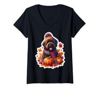 Femme Automne Automne Bouvier des Flandres Propriétaire Chien Amoureux Vintage Maman T-Shirt avec Col en V