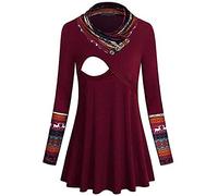 Femme Automne et Hiver Imprimé Manches Longues Robe de Maternité Allaitement pour Allaitement Maternité Tops à Manches Longues T-shirt de Grossesse Vêtements d'allaitement Robe d'allaitement,