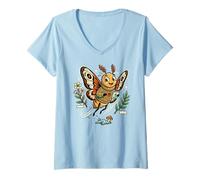 Femme Automne Insect Art Fantôme Papillon Papillon Moth Cottagecore T-Shirt avec Col en V