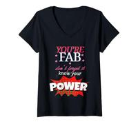 Femme Autonomiser la Typographie néon T-Shirt avec Col en V