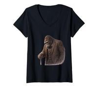 Femme Autorité silencieuse Gorilla Urban Gentleman T-Shirt avec Col en V