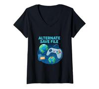 Femme Autre Univers de fichiers de Sauvegarde T-Shirt avec Col en V