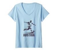 Femme Autriche 2026 Célébration National Support T-Shirt avec Col en V