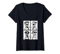 Femme Autruche drôle avec Lunettes de Soleil pour Amateurs de café Animaux Barista T-Shirt avec Col en V