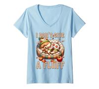 Femme Autumn Sleeping Dog for Fall I Dont Give A Fluff Pomeranian T-Shirt avec Col en V
