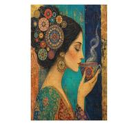 Femme aux Cheveux Fleuris Puzzle 1000 Pièces en Bois, Casse-Tête Complexe