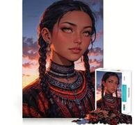 Femme aux Tresses et Bijoux Puzzle Oracle du Crépuscule Pourpre 1000 pièces Exercice Mental Amusant Pièces précises et sans Couture Un Moyen captivant de Passer Le Temps (38x26cm)