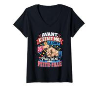 Femme Avant C'Était Moi Le Chef Puis J'Ai EU Une Petite Fille Papy T-Shirt avec Col en V