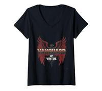 Femme Avant-Garde de la Vertu Angel Warrior Gothic Fantasy Art Graphique T-Shirt avec Col en V