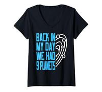 Femme Avant Il Y Avait 9 Planètes Système Solaire Blague T-Shirt avec Col en V