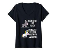 Femme Avant Le café, Je déteste Tout Le Monde après me Sentir Bien à Propos de la Haine T-Shirt avec Col en V