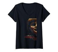 Femme Avant The Conjuring, il y avait Annabelle Horror T-Shirt avec Col en V