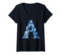 Femme Avatar: Fire and Ash Jake Neytiri and Kiri Avatar Logo T-Shirt avec Col en V