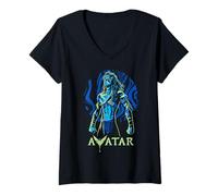 Femme Avatar: Fire and Ash Jake Sully Blue Portrait T-Shirt avec Col en V