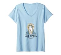 Femme Ave Maria Gratia Plena, Latin pour Full of Grace T-Shirt avec Col en V