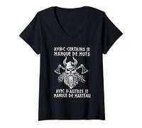 Femme avec Certains Je Manque De Mots avec d'autres De Marteau T-Shirt avec Col en V