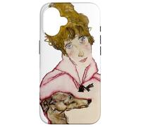 Femme avec lévrier (Edith Schiele) par Egon Schiele (1916) Coque pour iPhone 16