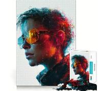 Femme avec Lunettes de Soleil,Portrait Abstrait,Puzzle de 1000 pièces pour Adolescents,Jeu de mémoire et de Concentration,qualité Professionnelle,activité de Groupe relaxante en intérieur (38x52cm)