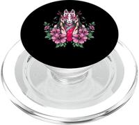 Femme avec Masque Kitsune Japonais 9 queues de Renard PopSockets PopGrip pour MagSafe