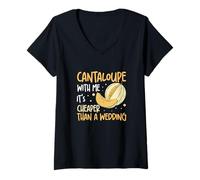 Femme Avec moi, c'est moins cher qu'un fan de melon musqué de mariage T-Shirt avec Col en V