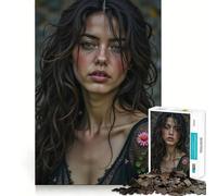 Femme avec Une Fleur dans Les Cheveux Puzzle de 1000 pièces Jeu de réflexion et d'exercice Emboîtement précis sans espaces Défi cérébral interactif pour la Maison (50x75cm)