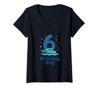 Femme Aventure de Joyeux sixième Anniversaire T-Shirt avec Col en V