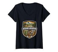 Femme Aventure en Plein air Nature Exploration Mindset Trail Living T-Shirt avec Col en V