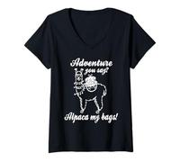 Femme Aventure Tu Dis Alpaga Je Prépare Ma Valise T-Shirt avec Col en V