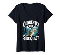 Femme Aventurier Gamer Currently on A Side Quest RPG Side Quest T-Shirt avec Col en V