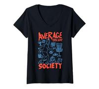 Femme Average Disc Golf Society Panier Amusant pour Golfeur T-Shirt avec Col en V