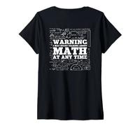 Femme Avertissement Je Peux Commencer à Parler de mathématiques à Tout Moment (Retour) T-Shirt avec Col en V