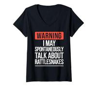 Femme Avertissement : je peux parler spontanément de Rattlesnake T-Shirt avec Col en V
