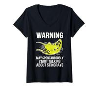 Femme Avertissement : je peux parler spontanément de Stingray T-Shirt avec Col en V