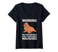 Femme Avertissement : je pourrais parler spontanément de Walrus T-Shirt avec Col en V