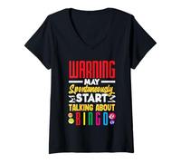 Femme Avertissement peut spontanément commencer à parler de bingo T-Shirt avec Col en V
