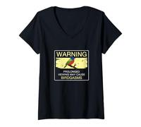 Femme Avertissement : Une Vision prolongée Peut provoquer des fanions Peints en Forme de gasme d'oiseaux T-Shirt avec Col en V