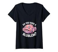 Femme Avez-vous un Bloblem Amoureux du poisson-blob T-Shirt avec Col en V