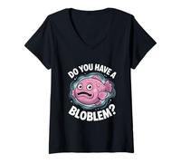 Femme Avez-vous un Bloblem Amoureux du poisson-blob T-Shirt avec Col en V