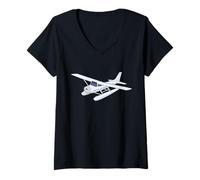 Femme Aviateur privé propriétaire d'avion de mer T-Shirt avec Col en V