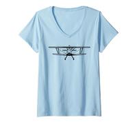 Femme Avion à hélice monomoteur Vintage T-Shirt avec Col en V
