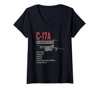 Femme Avion de Transport Militaire Lourd américain C17A T-Shirt avec Col en V