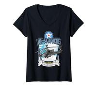 Femme Avion Militaire américain AH-64 Longbow T-Shirt avec Col en V