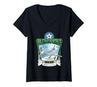 Femme Avion Militaire américain B-52 Stratofortress T-Shirt avec Col en V