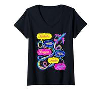 Femme Avion Voyageur Bonjour en Plusieurs Langues T-Shirt avec Col en V