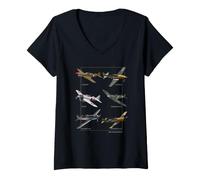 Femme Avions de Combat de la WW2 T-Shirt avec Col en V