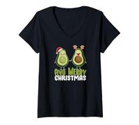 Femme AVO Christmas Cute Avocat Halves T-Shirt avec Col en V